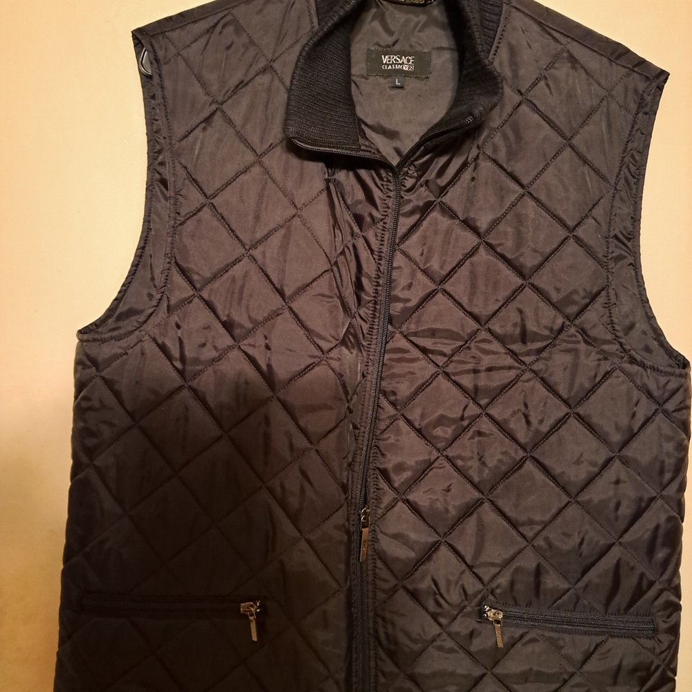 Versace Collection Men's Dark Gray Quilted Vest